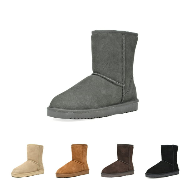 Winter Boots Women's Faux Fur Suede Mid Calf Warm Snow Fashion Size 5 6 7 8 9